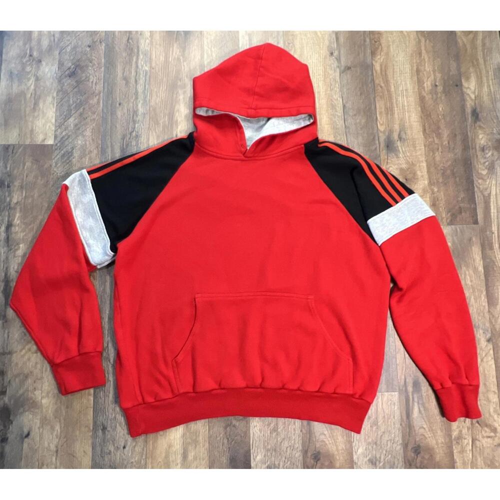Vintage 80s 90s Hoodie Stripe Acrylic blend USA Made Sports Accent Size Large .